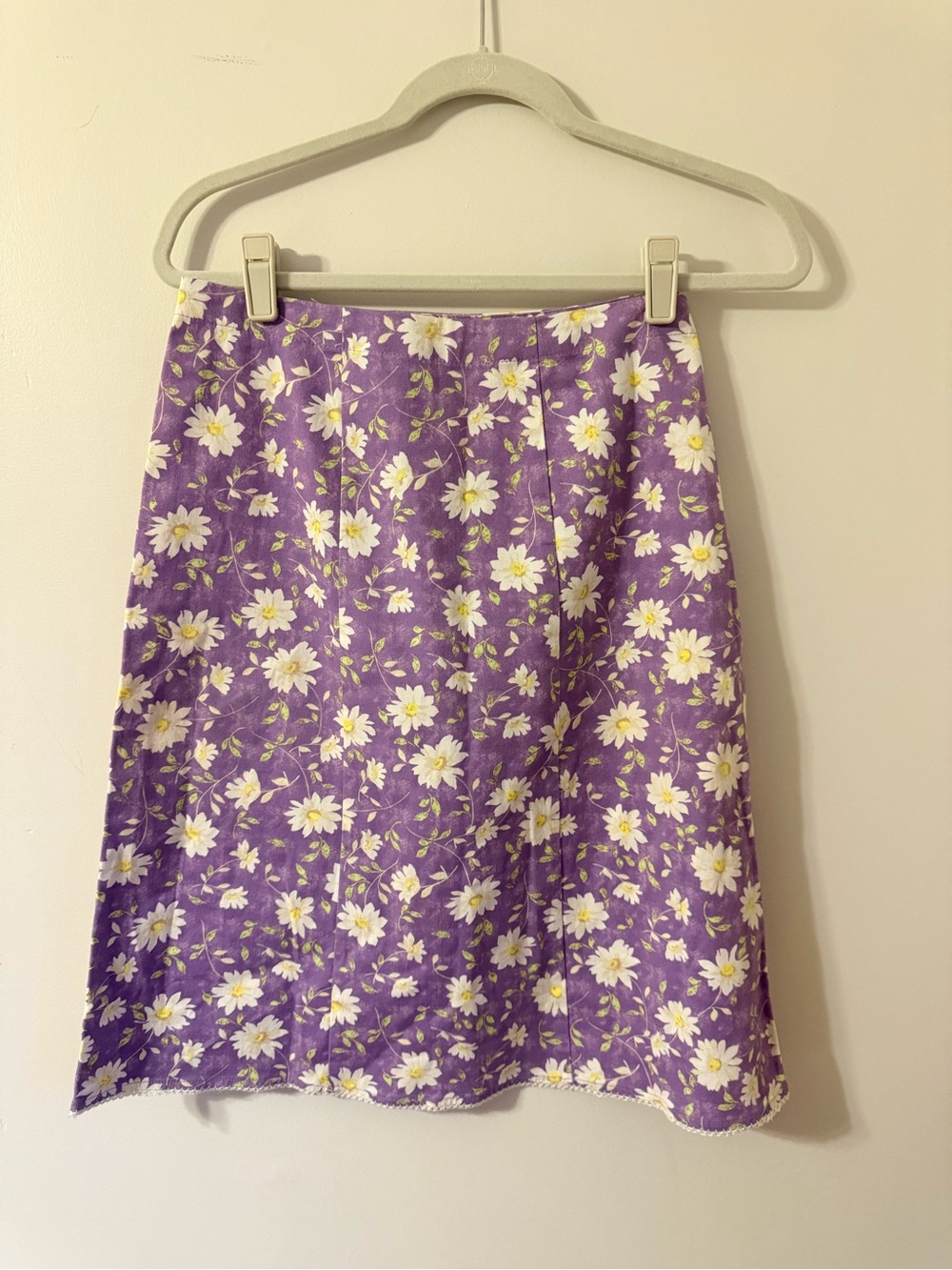 Purple Daisy Print A-Line Skirt size 6 cottage core